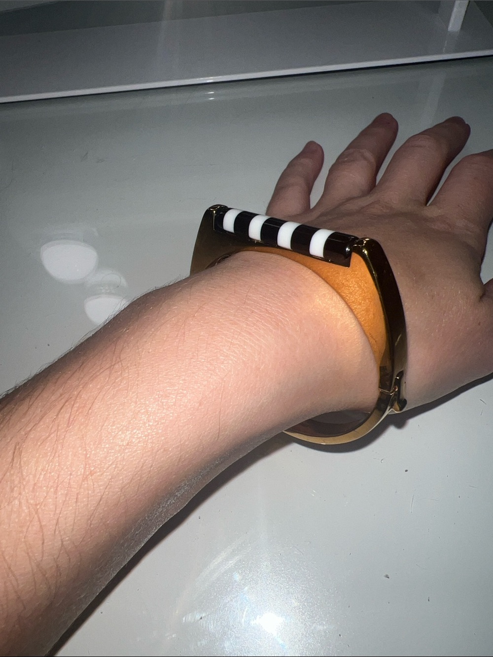 Kate spade Gold Black and White Enamel Bangle Bracelet - Picture 3 of 6
